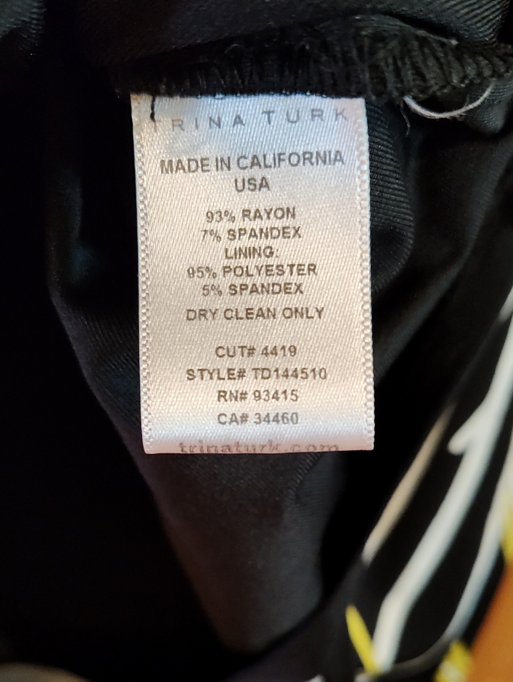 Trina Turk Felana Jersey Sheath Dress Spider Mum Black Chartreuse Bateau Neck 4 - Picture 12 of 12